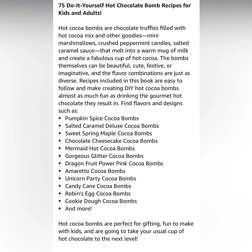 Hot Cocoa Bombs 190 Page Book With 75 Recipes. New item